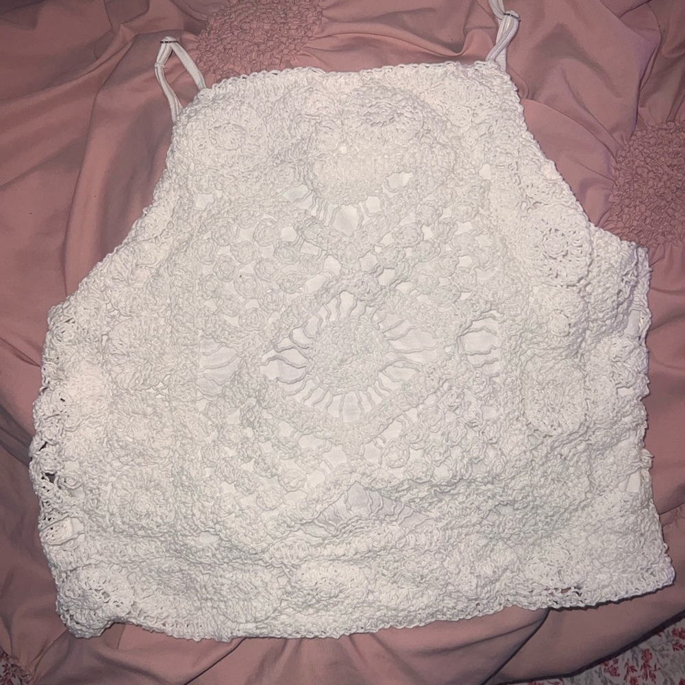 White Crochet Women's Top